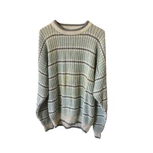 Studio Rame Yarn Vintage Men's Pullover Cable Knit Striped Sweater Size XL